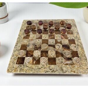 Marble Checkers set,12" chess board, handmade checkers set birthday gift for him